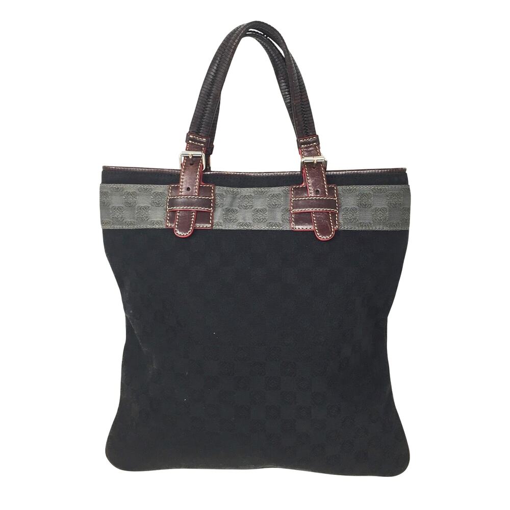 LOEWE - Leather-Trimmed Anagram Canvas Tote Black & Gray - Picture 1 of 10